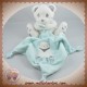 SIMBA NICOTOY SOS DOUDOU OURS BLANC MOUCHOIR BLEU SWEET POLAIRE