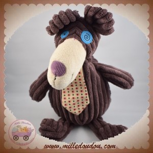 LES DEGLINGOS SOS DOUDOU OURS GROMOS MARRON VIOLET 30 CM