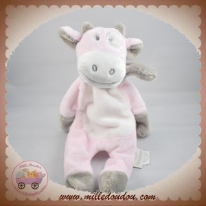 NOUKIE'S SOS DOUDOU VACHE LOLA PLAT ROSE BLANCHE ECHARPE GRISE