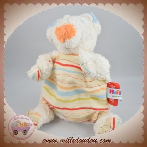 SIGIKID SOS DOUDOU OURS BLANC PLAT TISSU RAYE