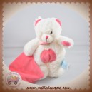 BABYNAT SOS DOUDOU OURS BLANC POIL MOUCHOIR ROSE FUSHIA