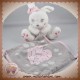 SIMBA NICOTOY SOS DOUDOU LAPIN BLANC MOUCHOIR GRIS ROSE I LOVE YOU