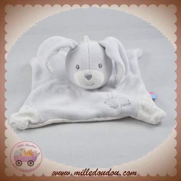 Doudou plat lapin de sucre blanc - Doudou et compagnie