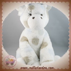 LITTLE GIRAFFE LITTLEGIRAFFE SOS DOUDOU GIRAFE BLANCHE TACHETE MARRON BLEU