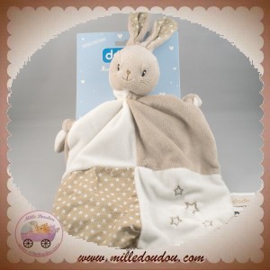 DODIE SOS DOUDOU LAPIN PLAT TAUPE GRIS ECRU ETOILE AMOUR