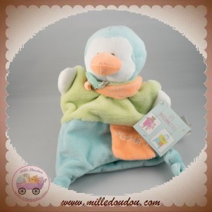 DOUDOU ET COMPAGNIE SOS PINGOUIN MARIONNETTE VERT BLEU PLOUF POISSON