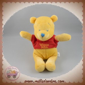 DISNEY DOUDOU OURS WINNIE L'OURSON JAUNE PULL ROUGE