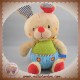 LOGITOYS OUATOO BABY SOS DOUDOU LAPIN BEIGE CORPS VERT BLEU ETIQUETTES NICOTOY