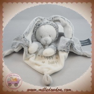 Doudou plat ours déguisé en lapin blanc gris Happy Baby ORCHESTRA PREMAMAN