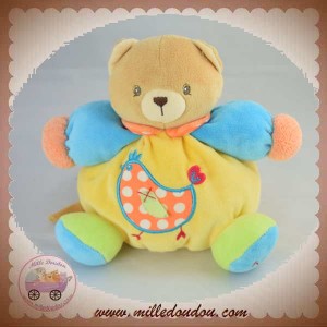 KALOO SOS DOUDOU OURS BEIGE BOULE JAUNE POULE OISEAU