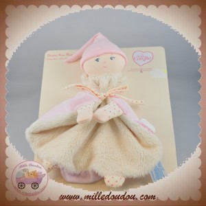 COROLLE SOS DOUDOU POUPEE PLAT ROSE ECRU COEUR COTON