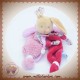 BABYNAT BABY NAT SOS DOUDOU LAPIN PLAT POIL ROSE FUSHIA FLEURS POUPI