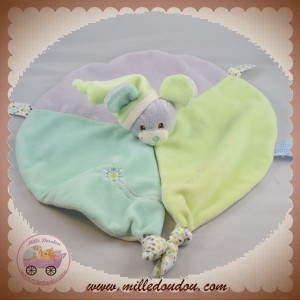 GIPSY SOS DOUDOU SOURIS GRISE PLAT OVAL VERT FLEURS