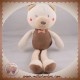 SUCRE D'ORGE OS DOUDOU OURS BLANC CORPS MARRON NOEUD PAPILLON