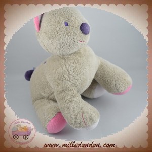 SUCRE D'ORGE SOS DOUDOU CHAT GRIS ROND BLANC VIOLET ROSE