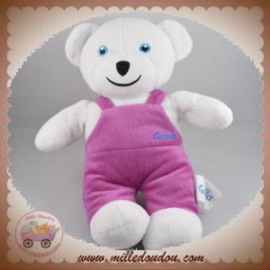 NOUNOURS DOUDOU VACHE COCHON BLANCHE SALOPETTE MAUVE ROSE