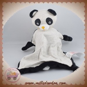 VERTBAUDET SOS DOUDOU PANDA PLAT GRIS NOIR NOEUD