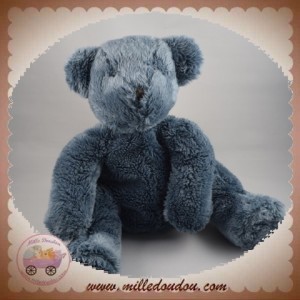 DPAM SOS DOUDOU PELUCHE OURS BLEU FONCE BOUCLETTE DU PAREIL AU MEME