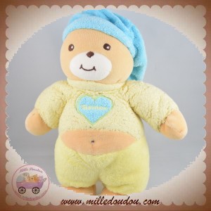 TAKINOU SOS DOUDOU OURS BEIGE CORPS JAUNE COEUR BLEU