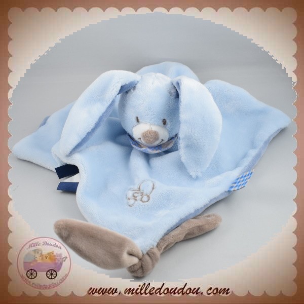 NATTOU SOS DOUDOU LAPIN PLAT BLEU BIBOU ETIQUETTE - Boutique pour