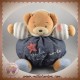 KALOO SOS DOUDOU OURS BEIGE BOULE BLEU JEANS