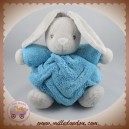 KALOO SOS DOUDOU LAPIN GRIS CORPS PLUME BLEU TURQUOISE NEON