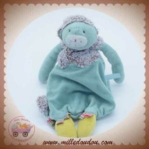 MOULIN ROTY SOS DOUDOU CHAT PLAT CHACHA GRIS POILS VERT VELOURS LES PACHATS