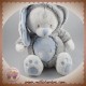 MOTS D'ENFANTS SOS DOUDOU LAPIN BLANC CORPS GRIS FLUORESCENT BLEU