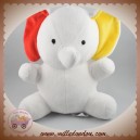 FLEURUS SOS DOUDOU ELEPHANT VELOURS BLANC PAPOUM JAUNE ROUGE