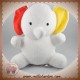 FLEURUS SOS DOUDOU ELEPHANT VELOURS BLANC PAPOUM JAUNE ROUGE