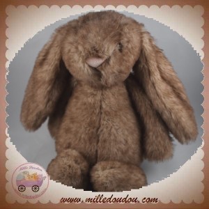 JELLYCAT SOS DOUDOU LAPIN MARRON BEIGE POIL