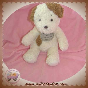 DOUDOU ET COMPAGNIE PELUCHE CHIEN ECRU BLANC MARRON 