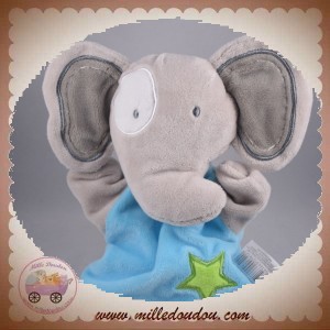 CMP SOS DOUDOU ELEPHANT GRIS MARIONNETTE BLEU ETOILE