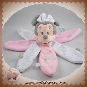 Doudou plat Minnie rose bordure pois blanc Nicotoy