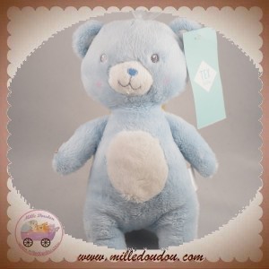 TEX SOS DOUDOU OURS BLEU ROND BLANC