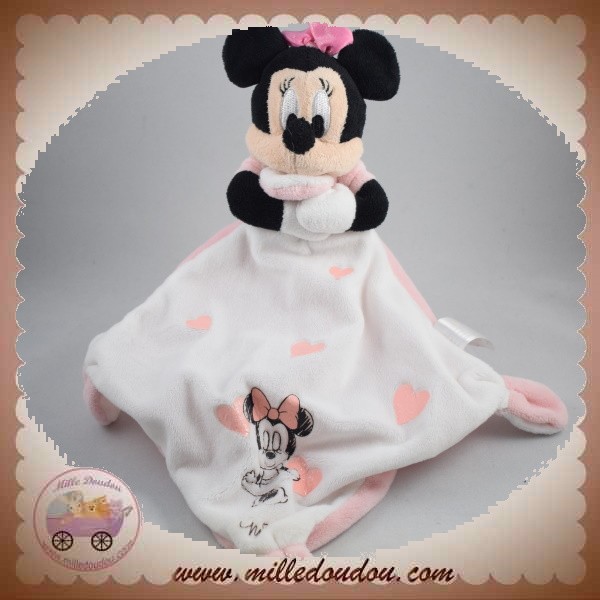 Doudou plat Minnie rose bordure pois blanc Nicotoy