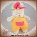 LES MATERNELLES SOS DOUDOU LAPIN BLANC ORANGE POCHE ROSE HOCHET