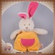 LES MATERNELLES SOS DOUDOU LAPIN BLANC ORANGE POCHE ROSE HOCHET