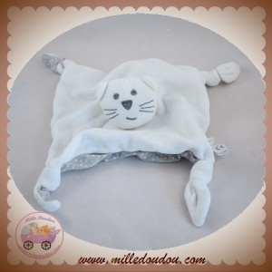 BOUT'CHOU MONOPRIX SOS DOUDOU CHAT PLAT BLANC ETOILE DOS GRIS NOEUD