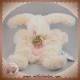 BABYNAT SOS DOUDOU LAPIN BLANC PLAT ROND ROSE POIL CROIX