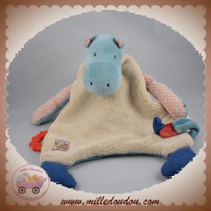 MOULIN ROTY SOS DOUDOU HIPPOPOTAME PLAT BEIGE LES PAPOUM DOS BLEU