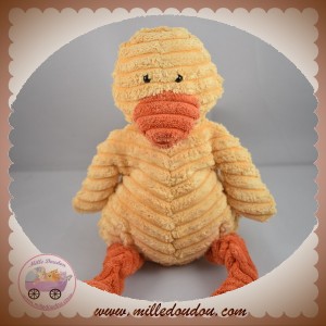 JELLYCAT SOS DOUDOU CANARD JAUNE ORANGE COTELE