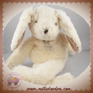 HISTOIRE D'OURS SOS DOUDOU LAPIN ECRU INTERIEUR OREILLES MARRON 35 CM