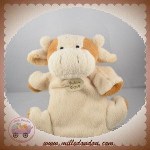 HISTOIRE D'OURS SOS DOUDOU VACHE MARIONNETTE PELUCHE ECRU BEIGE MARRON