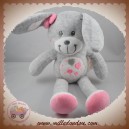 TEX SOS DOUDOU LAPIN GRIS ANGE COEUR ROSE