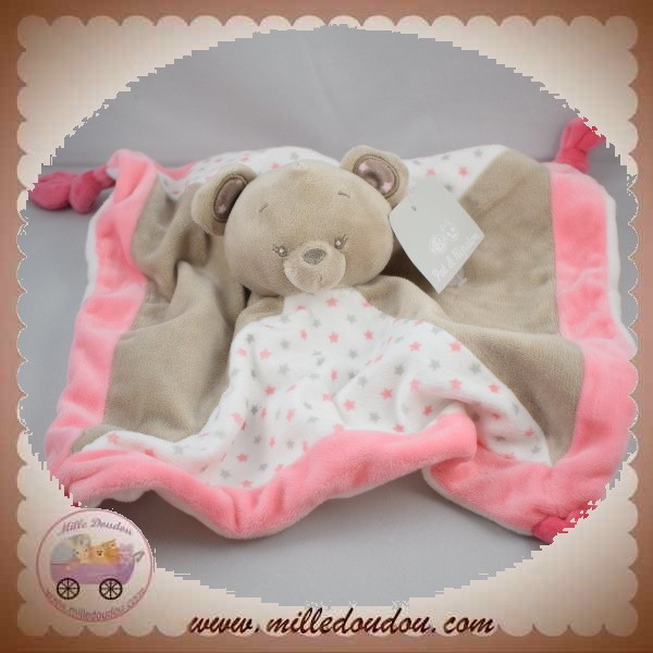 sos doudou ours Pioupiou et Merveilles plat rose