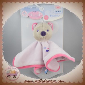 SUCRE D'ORGE Doudou plat rond fille papillon rose mauve pois coeur