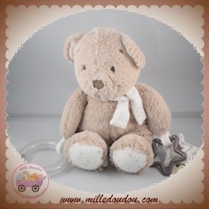 POMMETTE SOS DOUDOU OURS GRIS EVEIL ETOILES HOCHET