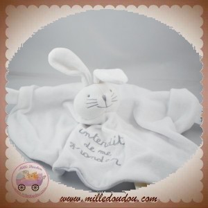 INTERDIT DE ME GRONDER SOS DOUDOU LAPIN PLAT BLANC ROND GRIS