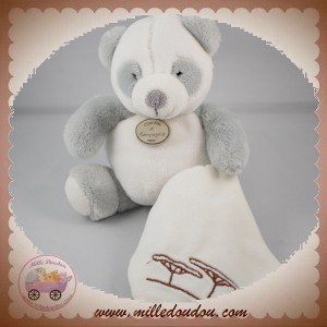 DOUDOU ET COMPAGNIE SOS PANDA BOULE BLANC GRIS NATURE MOUCHOIR DC25901